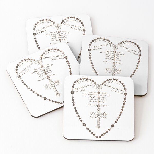 Item preview, Vintage old style picture Rosary heart Catholic Prayer Jesus Mary beads designed and sold by bonumagit.