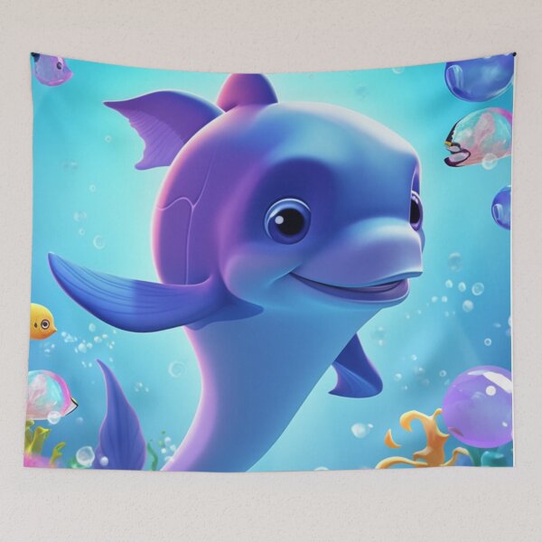 Item preview, happy little dolphin in the depths of the sea designed and sold by DigitalPixelize.