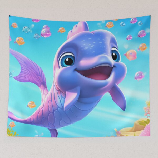 Item preview,  little baby dolphin in the depths of the blue sea designed and sold by DigitalPixelize.