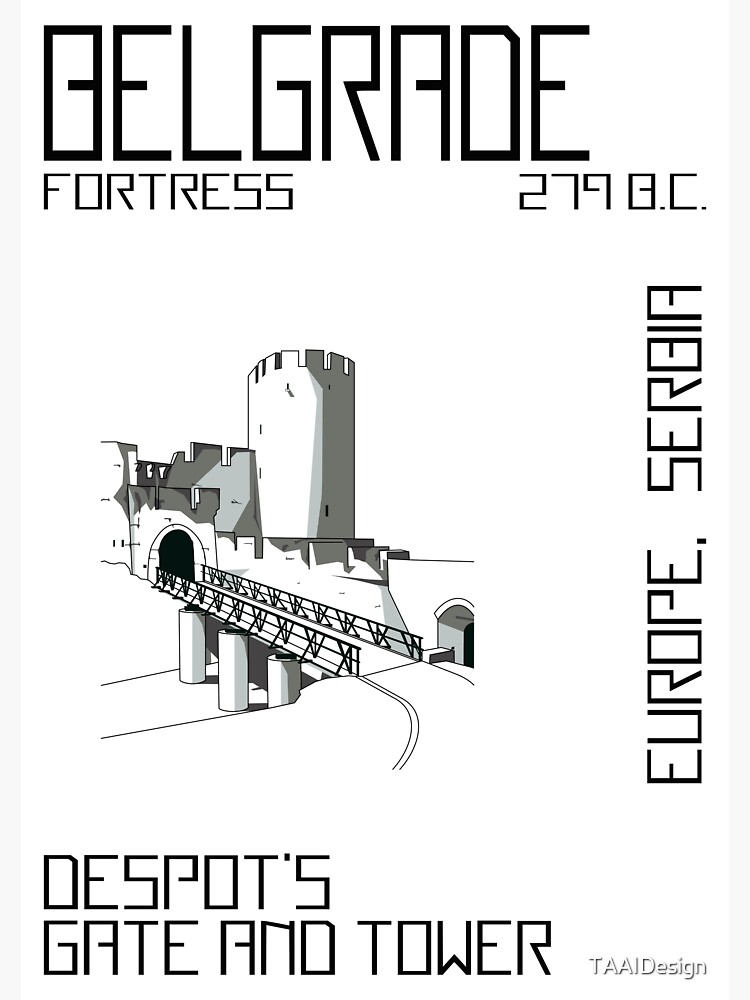 Thumbnail 3 of 3, Sticker, Kalemegdan Castle - Shadow designed and sold by TAAIDesign.