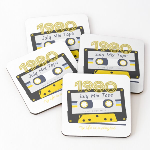 Item preview, 1980 July Mix Tape | Bright Yellow Birthday Celebration for July 1980 Birthdays designed and sold by DreamoraGiftCo.