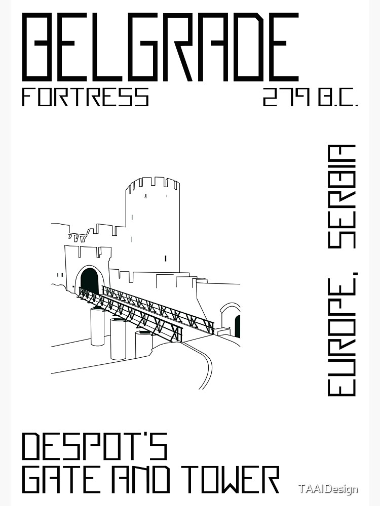 Thumbnail 3 of 3, Sticker, Kalemegdan Castle - Line designed and sold by TAAIDesign.