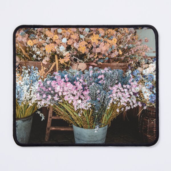 Item preview, Vintage flowers market on public street - retro cottagecore style. designed and sold by Paolo Modena Photography    -   Fine Italian Art.