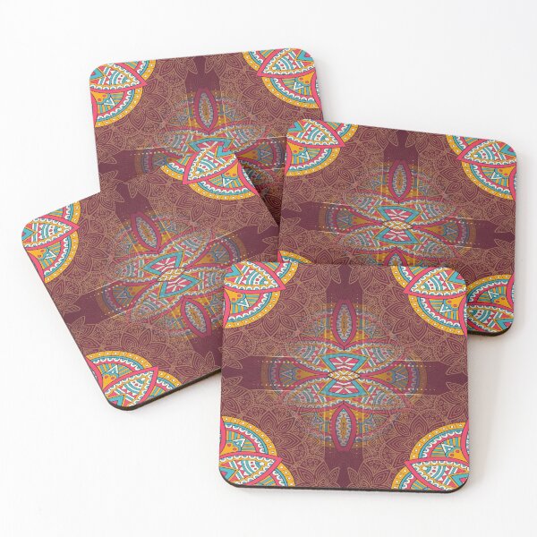 Item preview, Mandalas in mix red, blue yellor & Maroon - repeat patterns designed and sold by NadineMay.