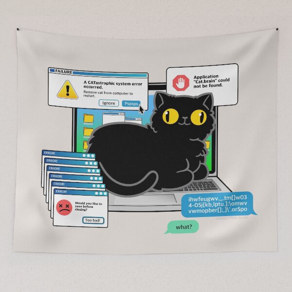 Item preview, Cat on Laptop Glitch designed and sold by ctkrstudio.
