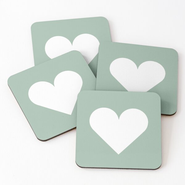 Item preview, Single WHITE LOVE HEART on a MUTED GREEN Background designed and sold by RachelMacht.