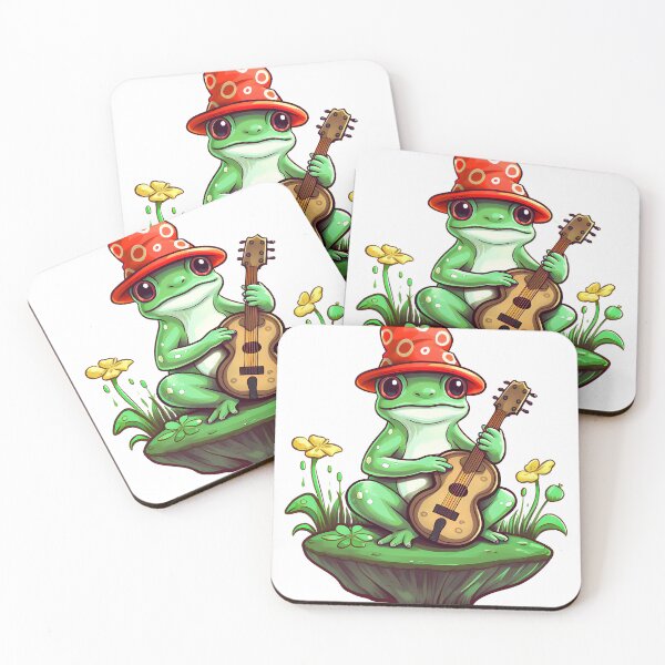 Item preview, Cottagecore Aesthetic Frog Playing Guitar Banjo Graphic designed and sold by sanadkarmakar.
