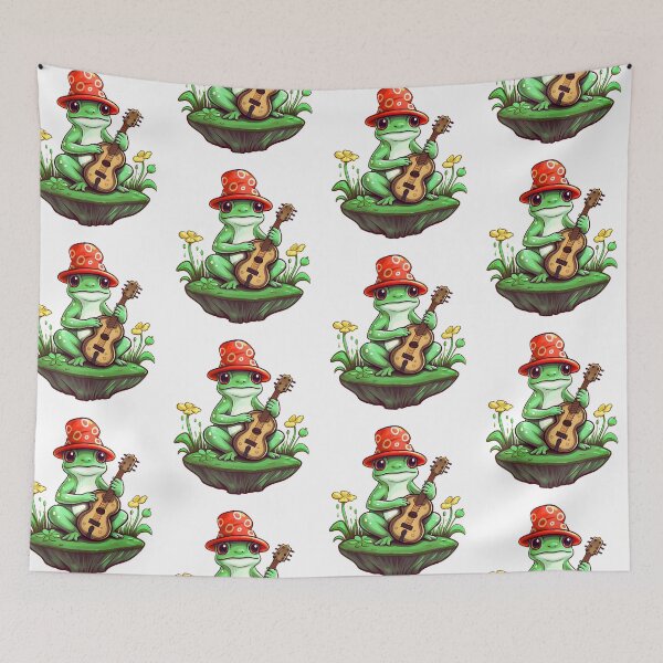 Item preview, Cottagecore Aesthetic Frog Playing Guitar Banjo Graphic designed and sold by sanadkarmakar.