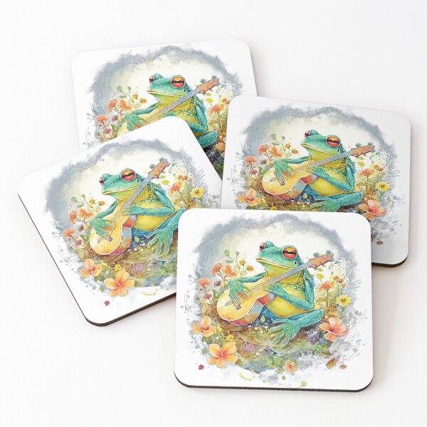 Item preview, Cottagecore Aesthetic Frog Playing Guitar Banjo Graphic designed and sold by sanadkarmakar.