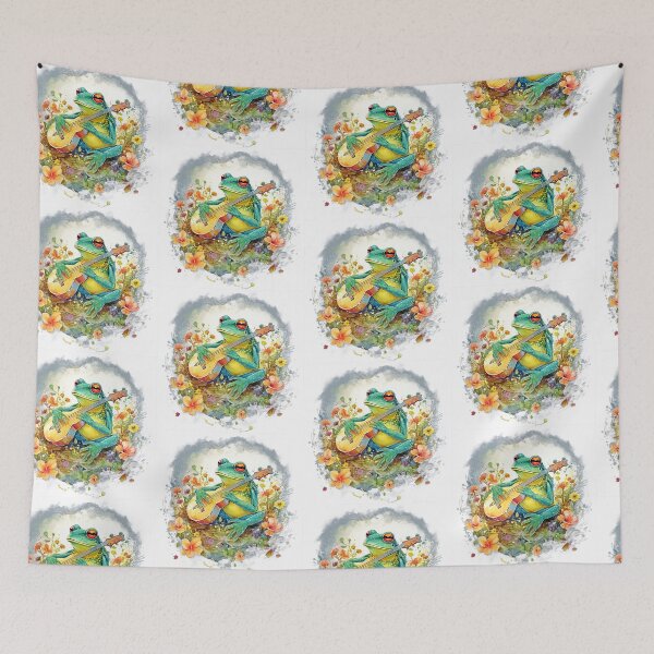 Item preview, Cottagecore Aesthetic Frog Playing Guitar Banjo Graphic designed and sold by sanadkarmakar.