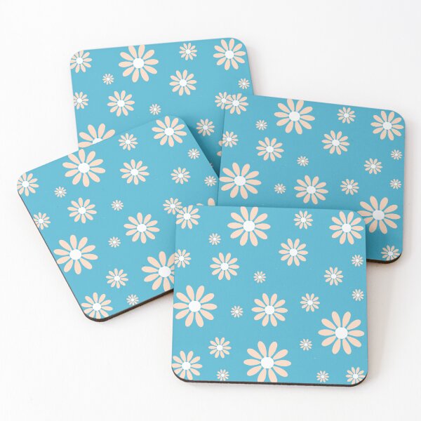 Item preview, Retro Daisy cute trendy floral mod pattern white yellow blue designed and sold by ZoesAttic.