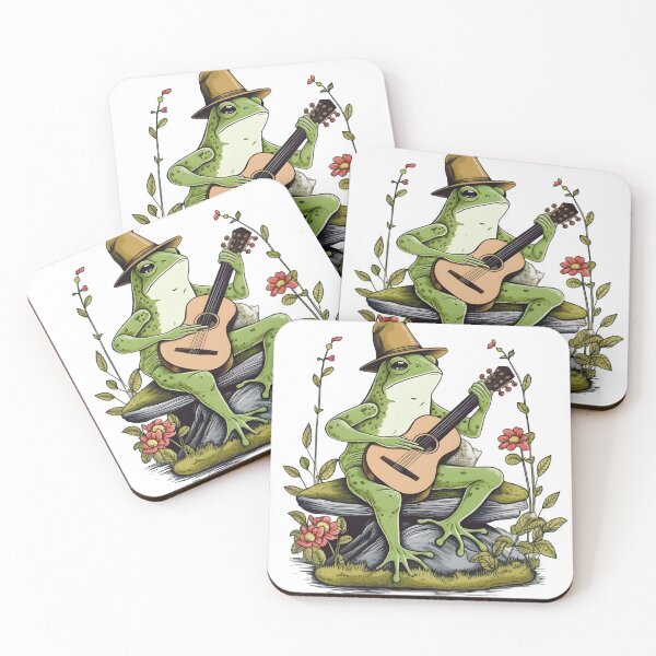 Item preview, Cottagcore Aesthetic Frog Playing Guitar Banjo Graphic designed and sold by sanadkarmakar.