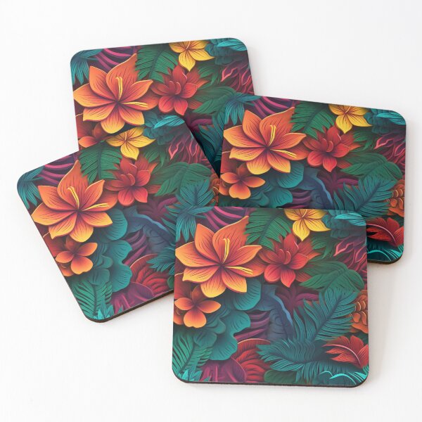 Item preview, Colorful Tropical Flowers Pattern Art designed and sold by GiveMeMood.