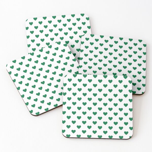 Item preview, Deep green heart print on white - small designed and sold by LittleBettyMakes.