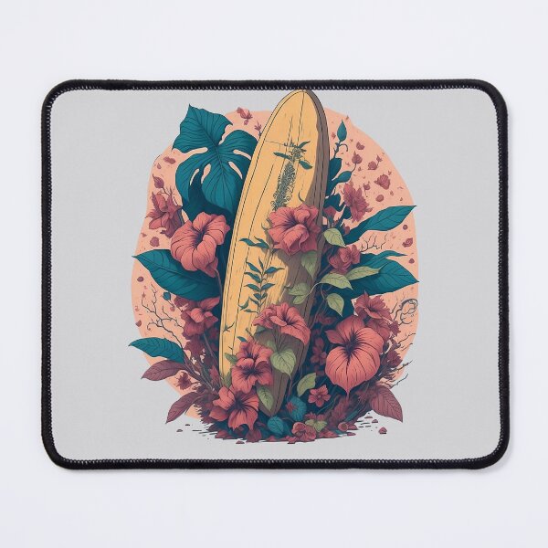 Item preview, Surfboard with hibiscus flowers designed and sold by feferreira.