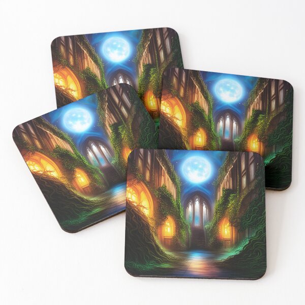 Item preview, Overgrown Vines in a Medieval Castle Under a Full Moon designed and sold by WitchyWare.