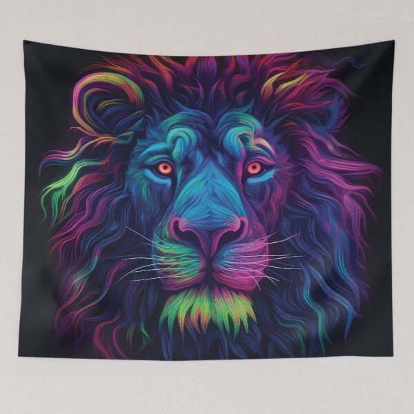 Item preview, Neon Lion | Stunning Wildlife Art Print | Vibrant Neon Colors designed and sold by PopPopGfx.