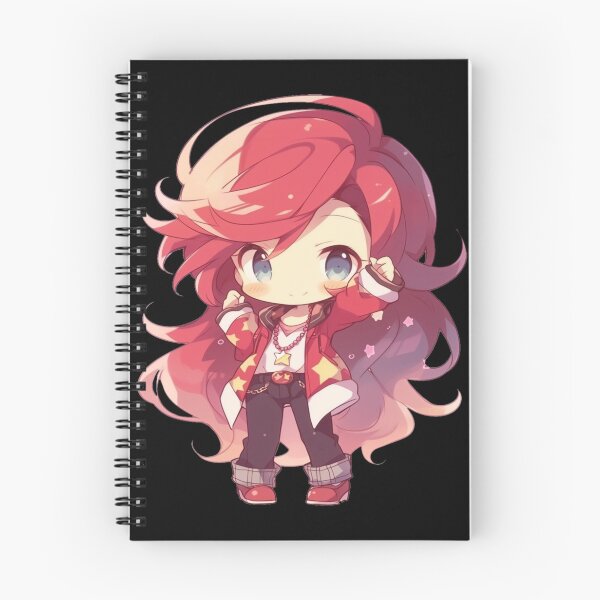 Aperçu de l'œuvre Anime aux cheveux rouges Chibi Ganbatte créée et vendue par ScarletClover.