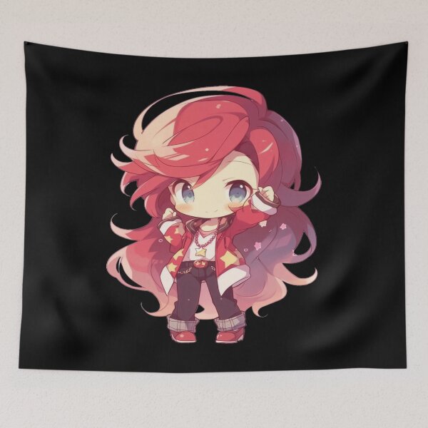 Item preview, Red Haired Anime Chibi Ganbatte designed and sold by ScarletClover.