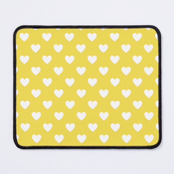 Item preview, White heart print on yellow 1 - small designed and sold by LittleBettyMakes.