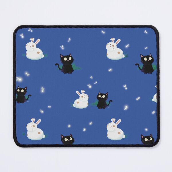 Item preview, Firefly Night with Biscotti and Smudge - Seamless Pattern, Dark Blue designed and sold by mwkairos.
