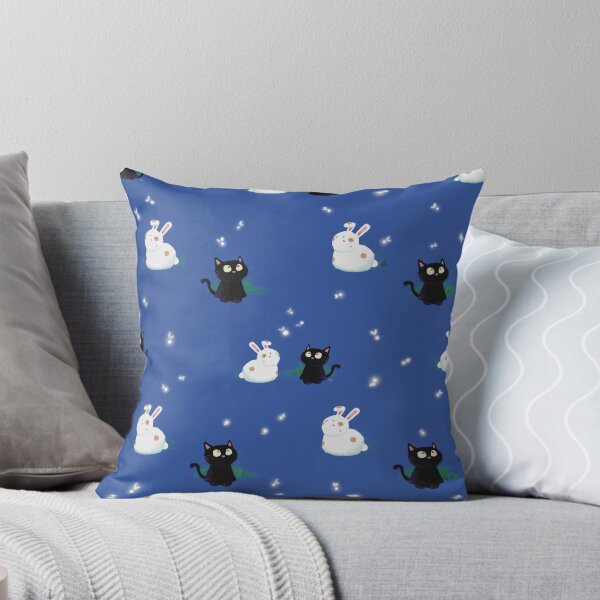 Item preview, Firefly Night with Biscotti and Smudge - Seamless Pattern, Dark Blue designed and sold by mwkairos.