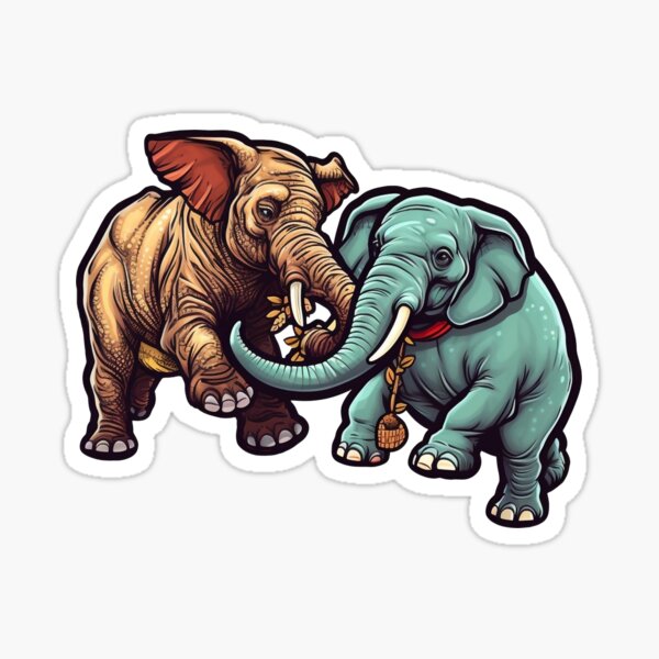 Elephant Fighting Ritual Sticker