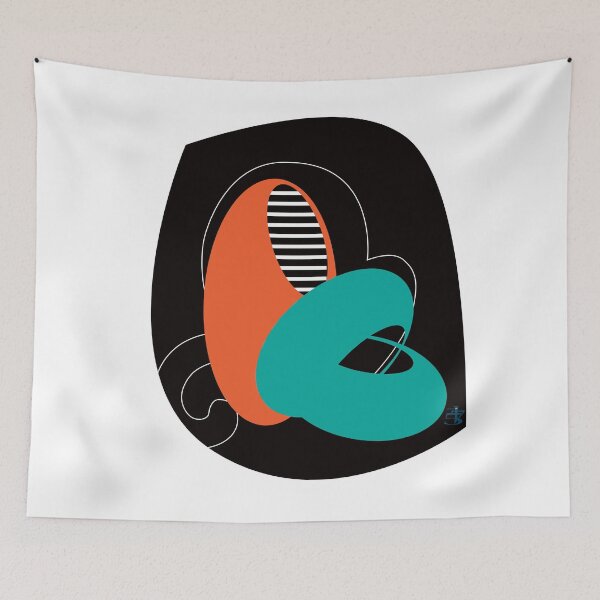 Item preview, Abstract POP Rings and line art on blk background designed and sold by ArtDoor54.