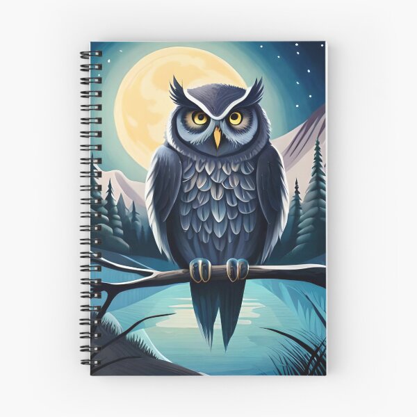 Item preview, Owl Bird Night Moon Water Color Nature Wildlife Art designed and sold by PixelCraving.