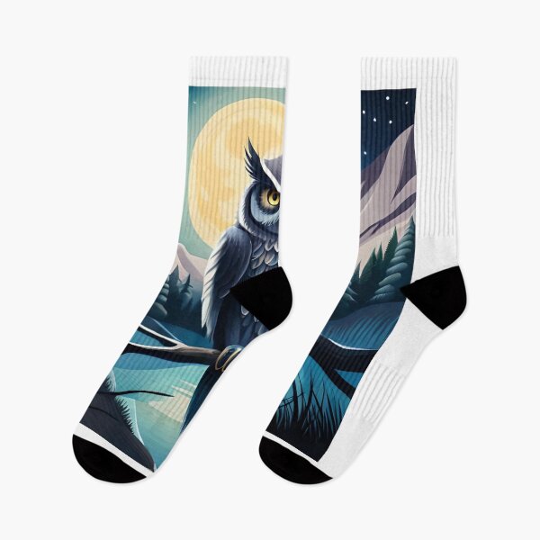 Item preview, Owl Bird Night Moon Water Color Nature Wildlife Art designed and sold by PixelCraving.