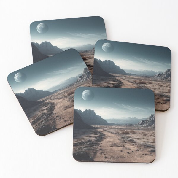 Item preview, Alien Desert Landscape with Moonlit Sky - Digital Art in Nikon D750 Style - Sci-fi Dreamscape Wall Art" designed and sold by stateofhuman.