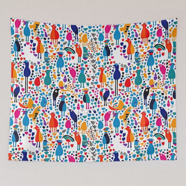 Item preview, Colorful Penguin And Birds Abstract Pattern designed and sold by Wonder Of Light.