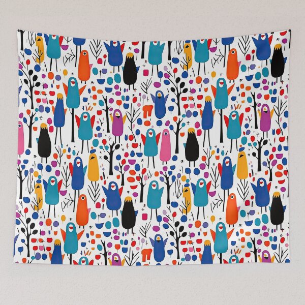Item preview, Colorful Penguin And Birds Abstract Pattern designed and sold by Wonder Of Light.