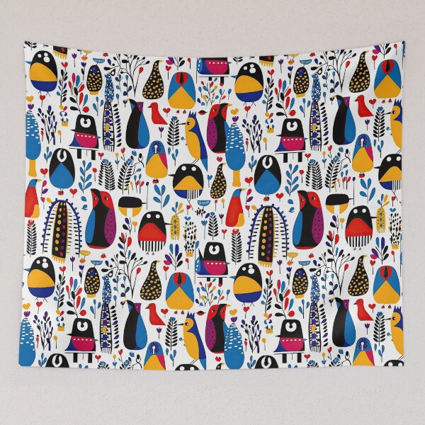 Item preview, Colorful Penguin And Birds Abstract Pattern designed and sold by Wonder Of Light.