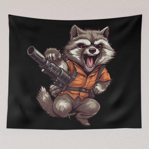 Item preview, Crazy Racoon Scientist With Lil Racoon Gun designed and sold by NapNapSleeper.