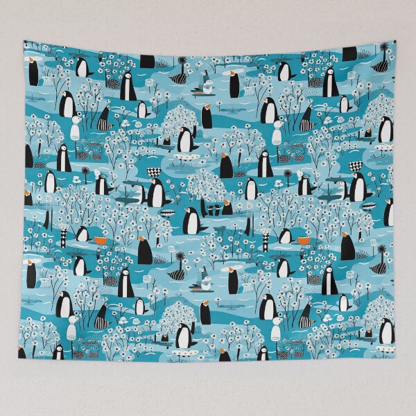 Item preview, Colorful Penguin And Fish Abstract Pattern designed and sold by Wonder Of Light.