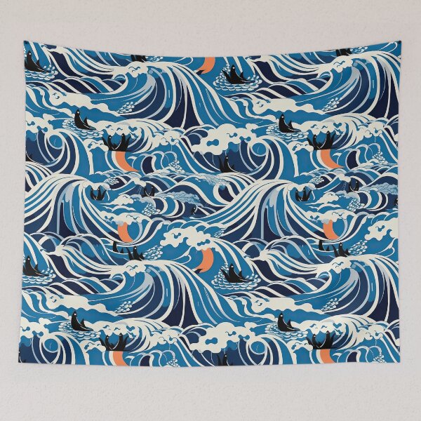 Item preview, Colorful Penguins And Waves Abstract Pattern designed and sold by Wonder Of Light.