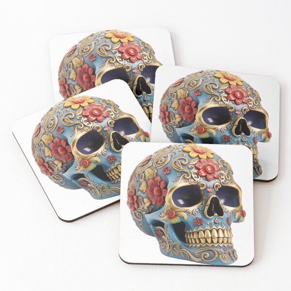 Item preview, A bronze skull pattern covered with flowers designed and sold by AxelrodCN.