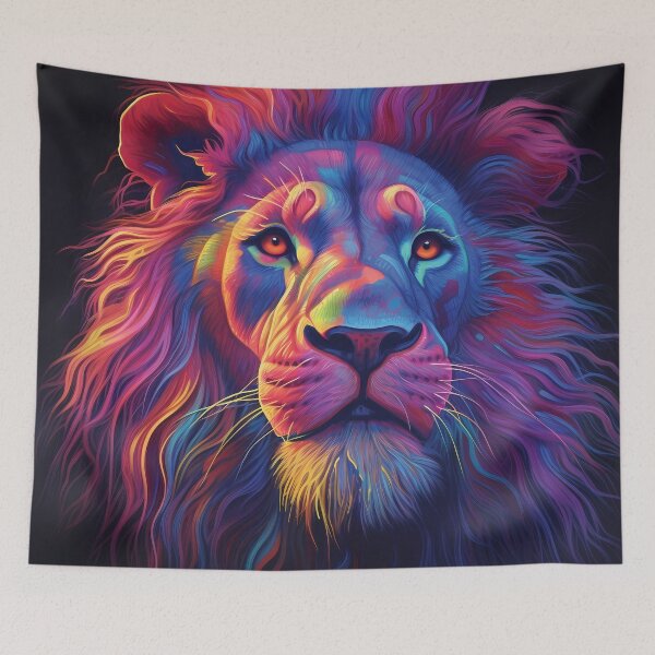 Item preview, Neon-Colored Lion | Striking Digital Art Print | Vibrant and Lively designed and sold by PopPopGfx.