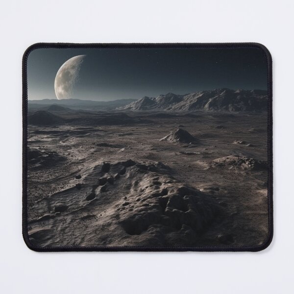 Item preview, Moonscape Dream: A Barren Lunar Landscape under a Dark Sky - Hyperrealistic Digital Art designed and sold by stateofhuman.