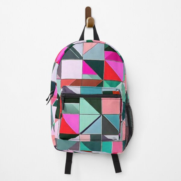 Item preview, Abstraction board with colorful geometric figures squares and triangles in red shade designed and sold by JaroDesign2023.