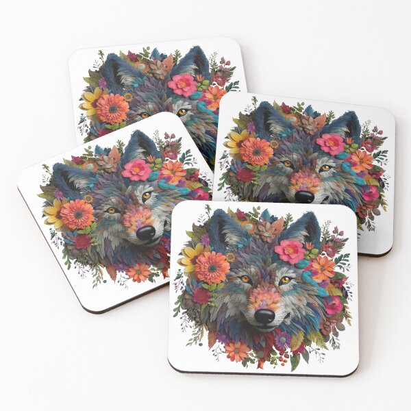 Item preview, Colorful wolf with Flowers Nature-Inspired for Wildlife Lovers designed and sold by Retroshore.