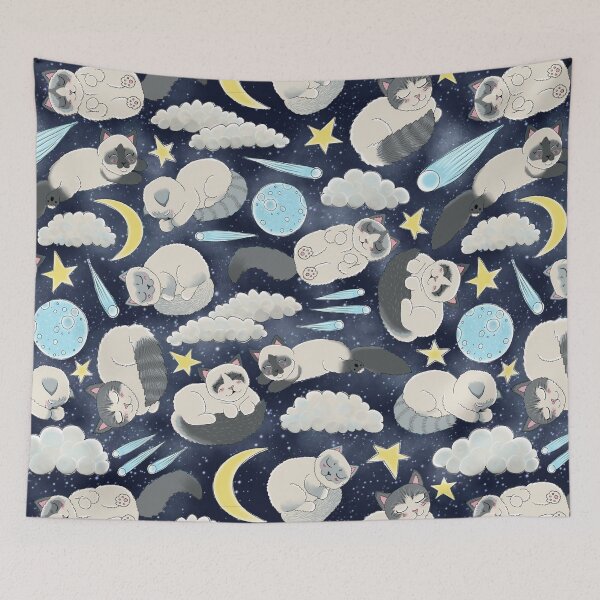 Item preview, Sleeping Celestial Ragdolls Seamless Pattern - Starry Sky designed and sold by EcoElsa.