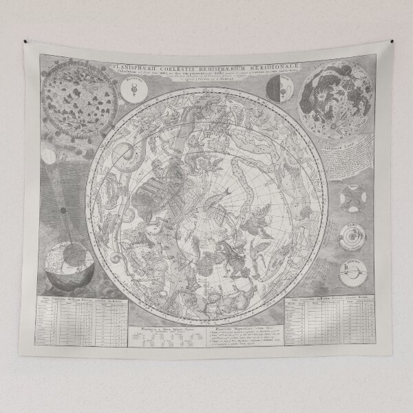 Item preview, Celestial Star Map Zodiac Constellation of Southern Sky Monochromatic Natural designed and sold by VintageArchive.