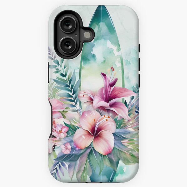 Aperçu de l'œuvre Planche de surf hawaïenne et Hibiscus créée et vendue par J Marielle Designs.