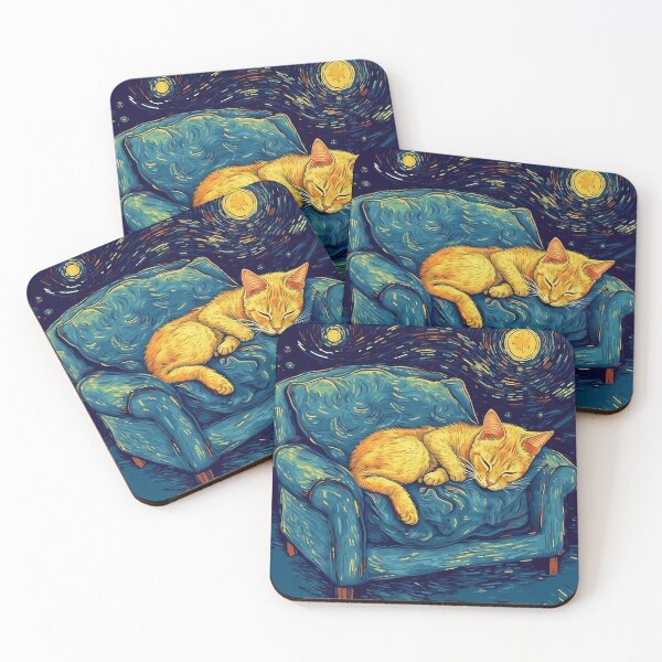Item preview, Sleepy Kitten Van Gogh Style designed and sold by Nowshin Tasnim.