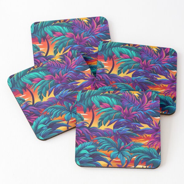 Item preview, Tropical Sunset Palm Trees Pattern - Psychedelic Realism Art designed and sold by GiveMeMood.