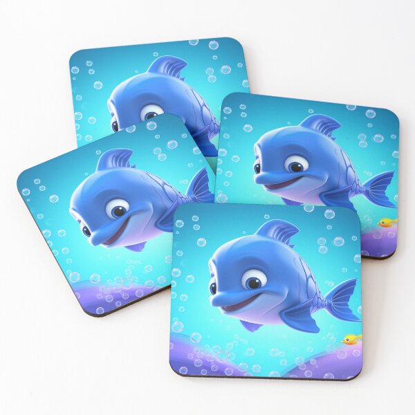 Item preview, small animated baby dolphin in the depths of the blue sea designed and sold by DigitalPixelize.