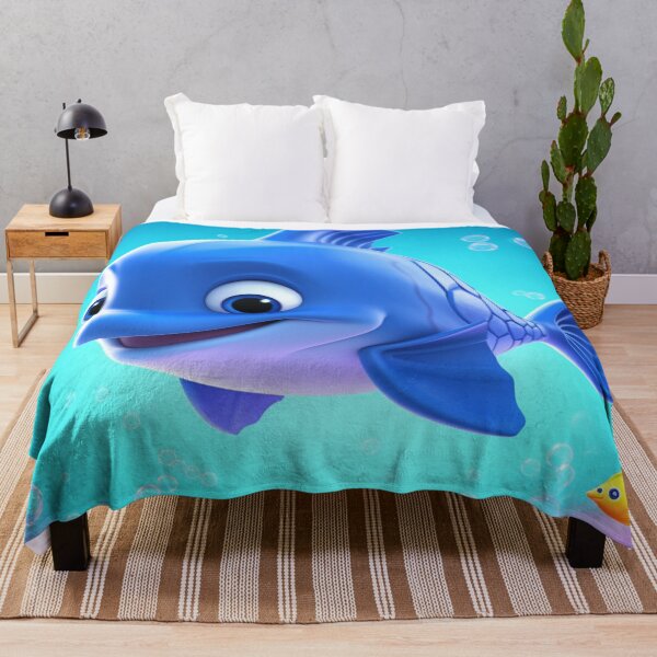 Item preview, small animated baby dolphin in the depths of the blue sea designed and sold by DigitalPixelize.