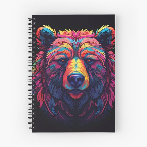 Aperçu de l'œuvre Ours au néon coup de pinceau | Art animalier vibrant | Conception animale colorée créée et vendue par PopPopGfx.